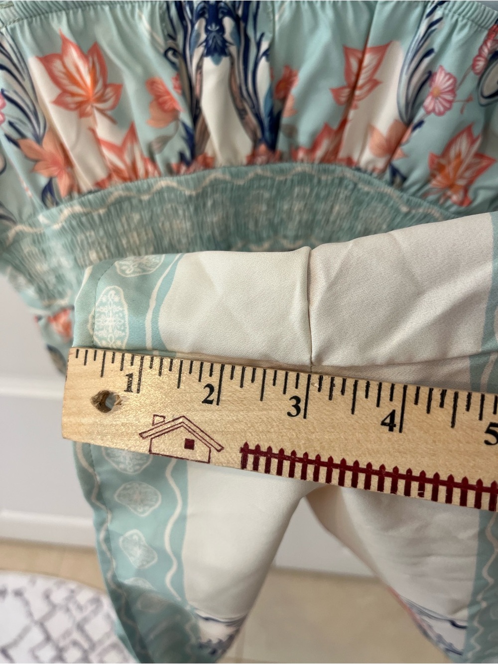 Cupshe women’s small NWT Mint & Cream V-Neck tropical boho print romper - Picture 6 of 12